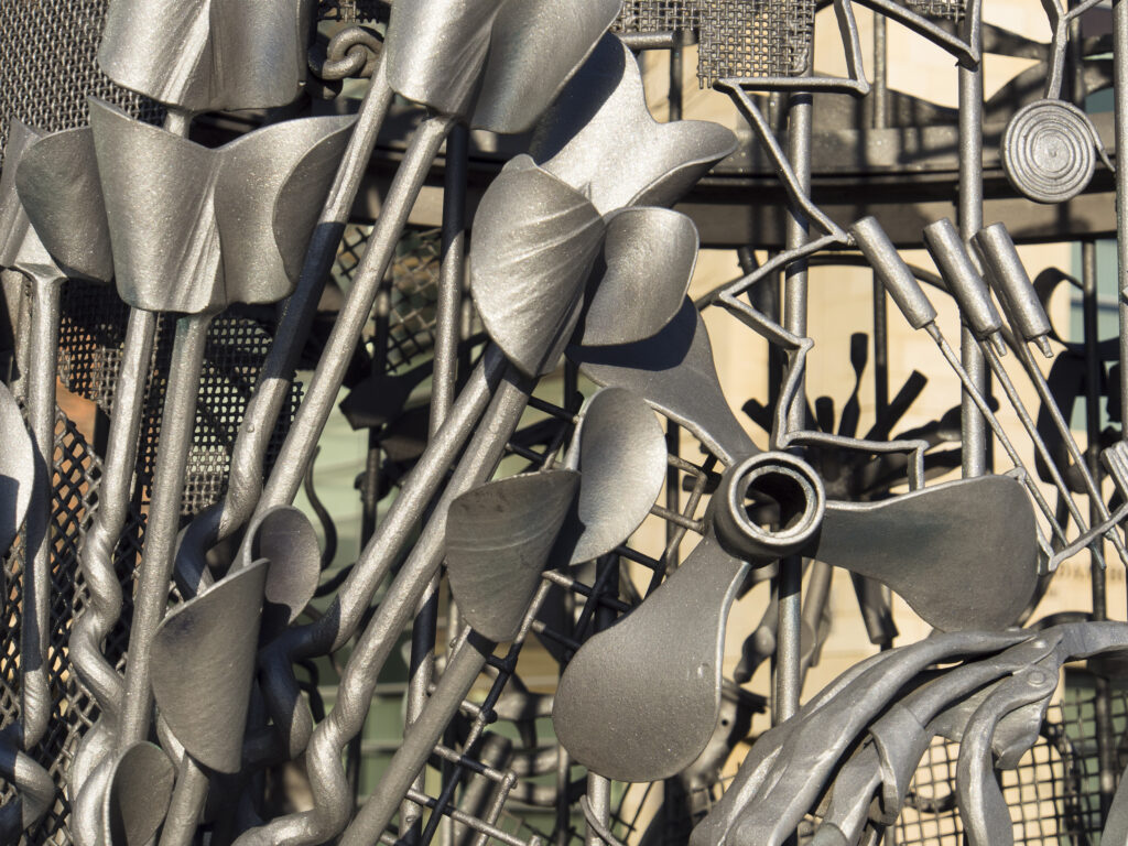 England, Tyne and Wear, Newcastle Upon Tyne. Metal sculpture called the Blacksmiths Needle made by Members of the British Association of Blacksmith Artists in 1996.