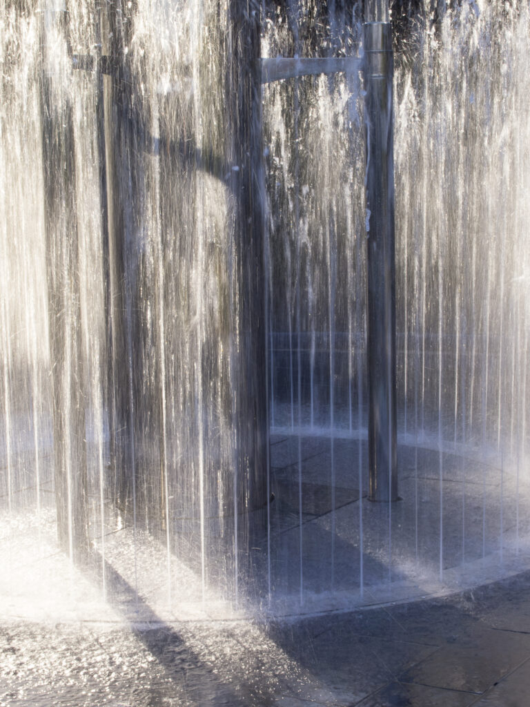 England, Northumberland, Alnwick Gardens. Water fountain in the popular Alnwick Gardens near Alnwick Castle.