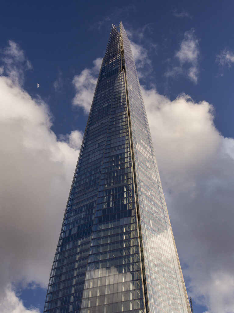 England, London, London Bridge Quater. The Shard, also referred to as the Shard of Glass, Shard London Bridge and formerly London Bridge Tower, is a 72-storey skyscraper in London and is the tallest building in the European Union.