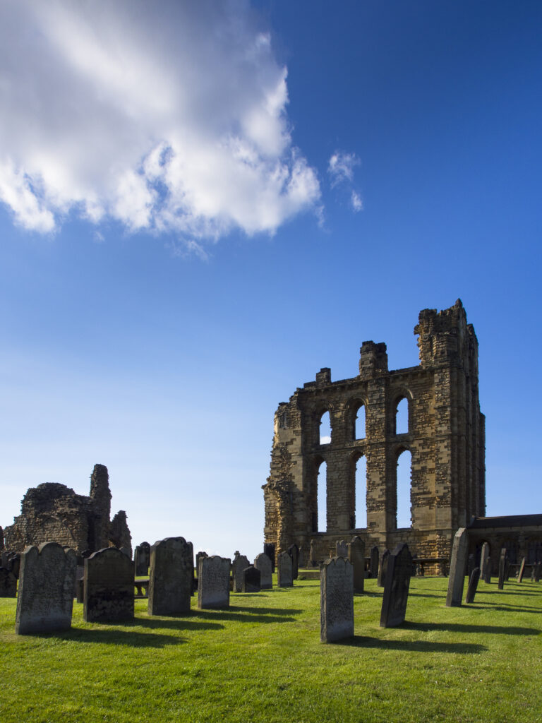 England, Tyne and Wear, Tynemouth Castle and Priory. Tyneouth Priory located on headland near the mouth of the River Tyne near Newcastle Upon Tyne.