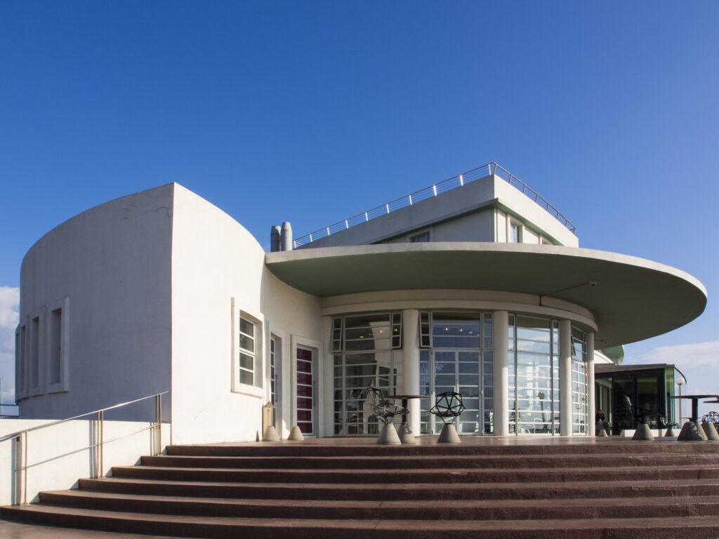 England, Lancashire, Morecambe. The Art Deco Midland Hotel in Morecambe, overlooking Morecambe Bay.