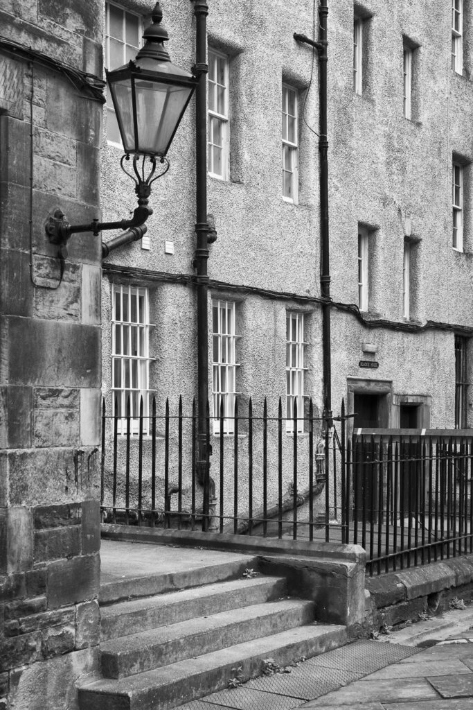 Scotland, Edinburgh, Lady Stairs Close. Lady Stairs Close, a residential area within the historic Old Town near the Royal Mile.