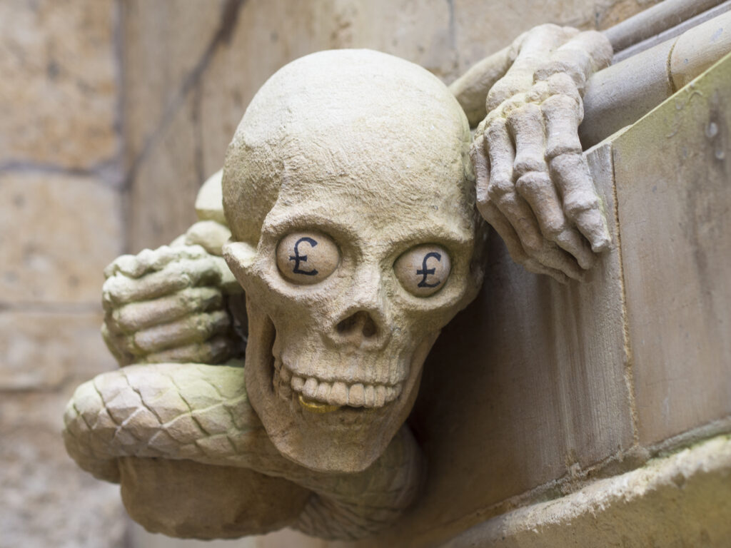 England, Lincolnshire, Lincoln Cathedral. Modern day gargoyle installed during the restoration of Lincoln Cathedral in the city of Lincoln.