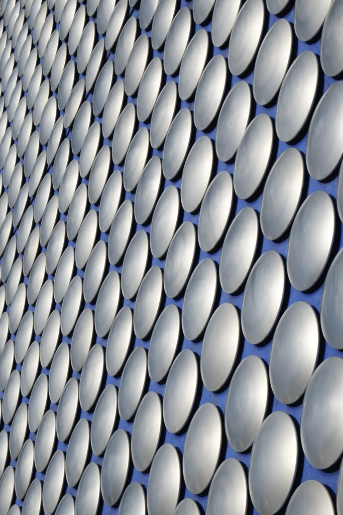 England, West Midlands, Birmingham City. Abstract shapes of the modern Selfridges building, part of the Bull Ring shopping centre in Birmingham.
