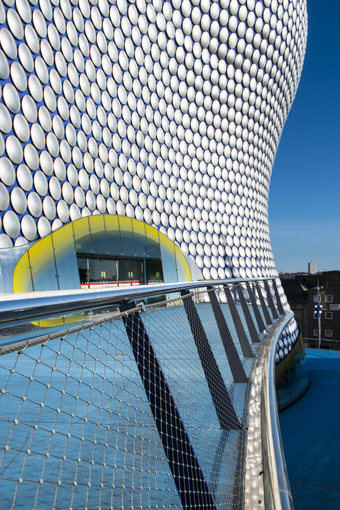 England, West Midlands, Birmingham City. Abstract shapes of the modern Selfridges building, part of the Bull Ring shopping centre in Birmingham.