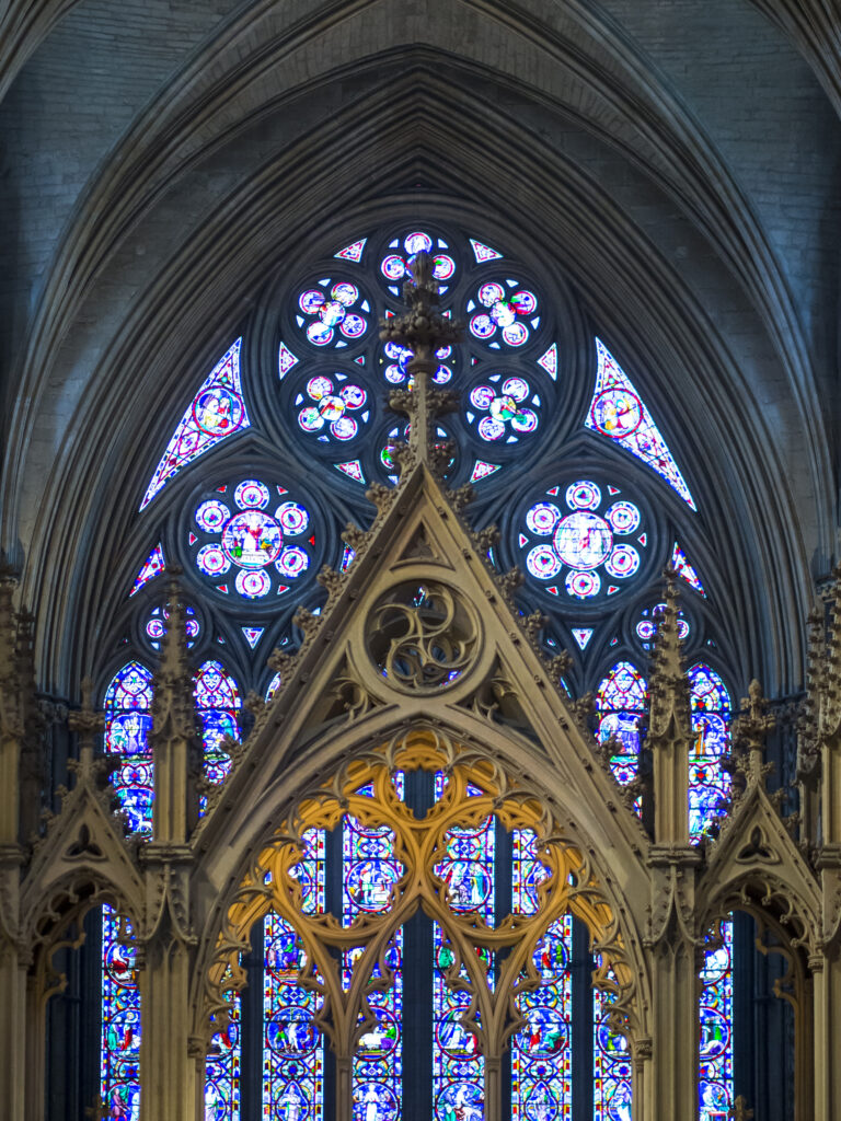 England, Lincolnshire, Lincoln Cathedral. Detail shot of the interior of Lincoln Cathedral.