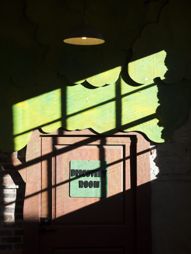 England, Tyne and Wear, Gibside Estate. Shadows cast on the doorway to the Discovery Room at the National Trust Gibside Estate.