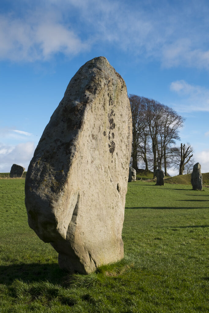 England, Wiltshire, Stonehenge & Avebury World Heritage Site (WHS). Prehistoric standing stones situated within the South West Sector of the Avebury Stone Circle.