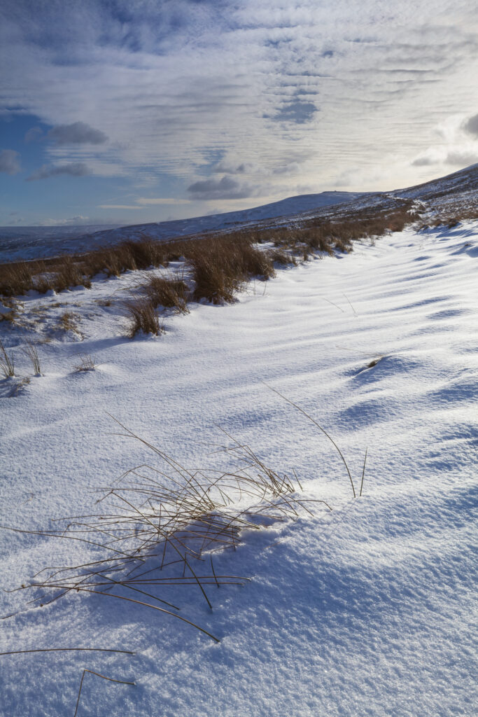 England, Northumberland, Northumberland National Park. The snow covered Cheviot Hills near the Scottish Border and Carter Bar in the Redesdale area of the National Park.