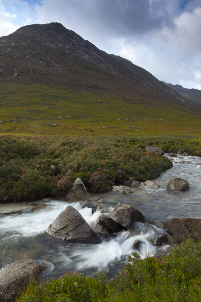 Scotland, North Ayrshire, Isle of Arran. Glen Sannox, a remote valley surrounded by mountains on the Island of Arran.