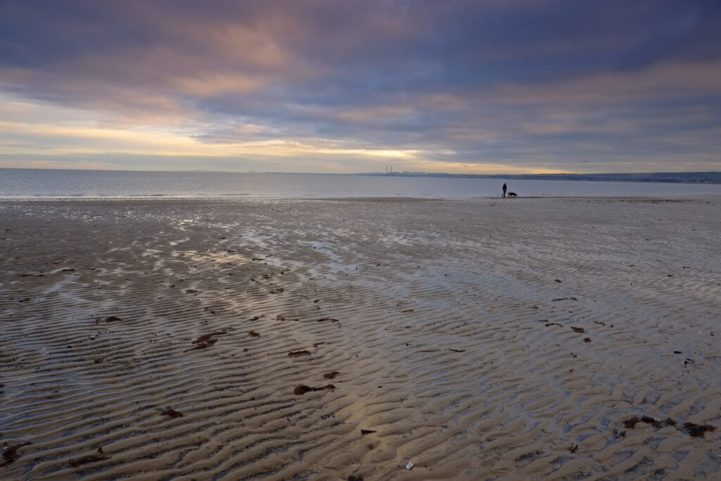 Scotland, Edinburgh, Portobello. Sunrise at Portobello, often referred to as the Edinburgh Seaside.