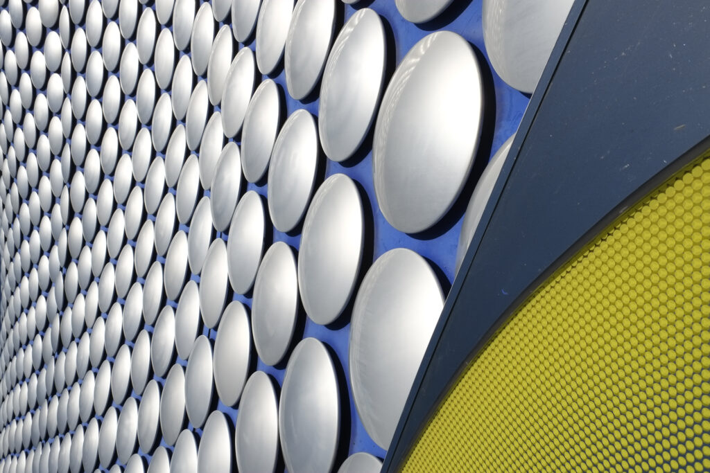 England, West Midlands, Birmingham City. Abstract shapes of the modern Selfridges building, part of the Bull Ring shopping centre in Birmingham.