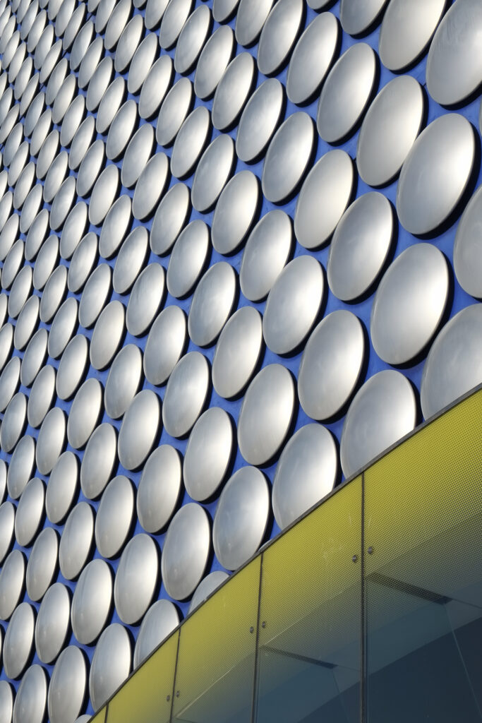 England, West Midlands, Birmingham City. Abstract shapes of the modern Selfridges building, part of the Bull Ring shopping centre in Birmingham.