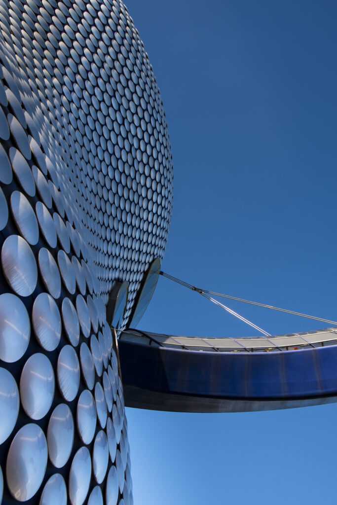 England, West Midlands, Birmingham City. Abstract shapes of the modern Selfridges building, part of the Bull Ring shopping centre in Birmingham.