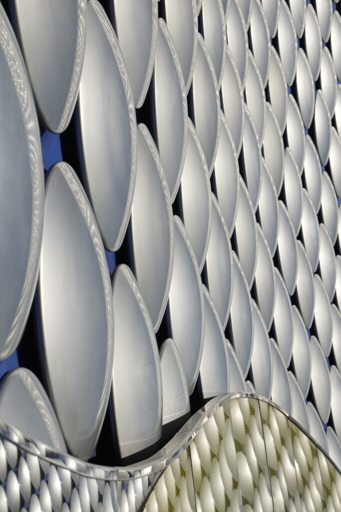 England, West Midlands, Birmingham City. Abstract shapes of the modern Selfridges building, part of the Bull Ring shopping centre in Birmingham.