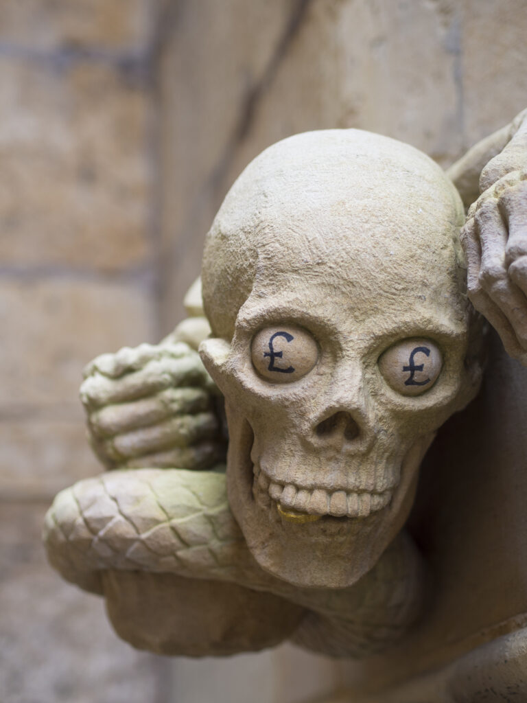 England, Lincolnshire, Lincoln Cathedral. Modern day gargoyle installed during the restoration of Lincoln Cathedral in the city of Lincoln.