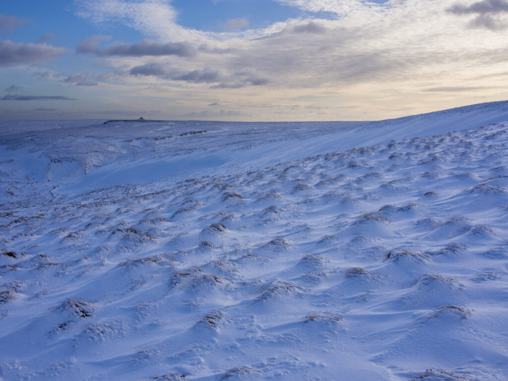 England, Northumberland, Northumberland National Park. The snow covered Cheviot Hills near the Scottish Border and Carter Bar in the Redesdale area of the National Park.