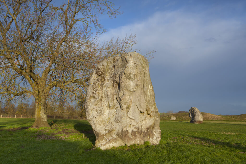 England, Wiltshire, Stonehenge & Avebury World Heritage Site (WHS). Prehistoric standing stones within the Northern Inner Circle, situated within the North East Sector of the Avebury Stone Circle.
