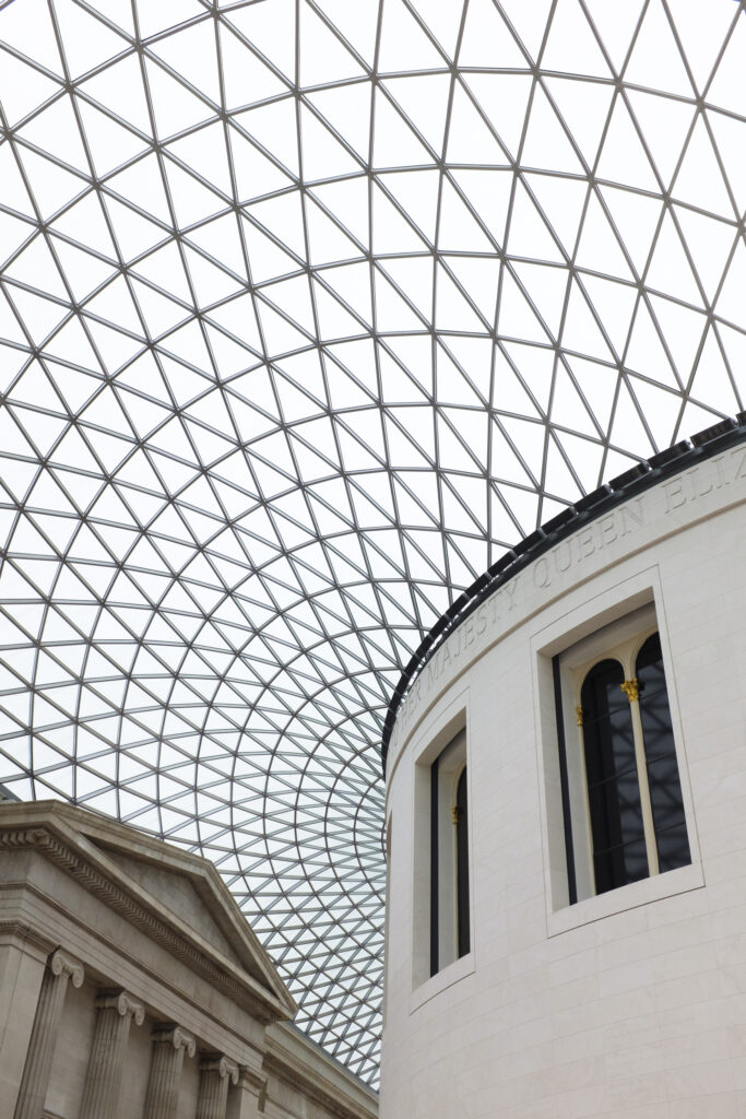 England, Greater London, London Borough of Camden. The covered great courtyard of the British Museum, Bloomsbury, London.