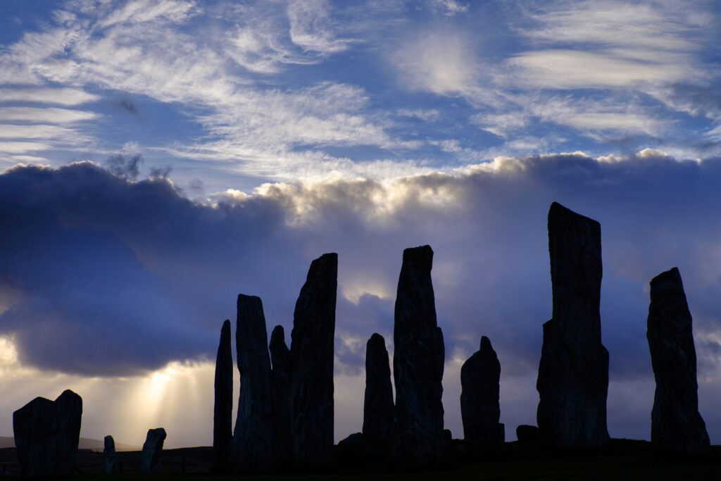 Scotland, The Isle of Lewis, Callanish Stone Circle. Callanish Stone Circle, a famous neolithic monument located on the Isle of Lewis in the chain of islands known as the Outer Hebrides.