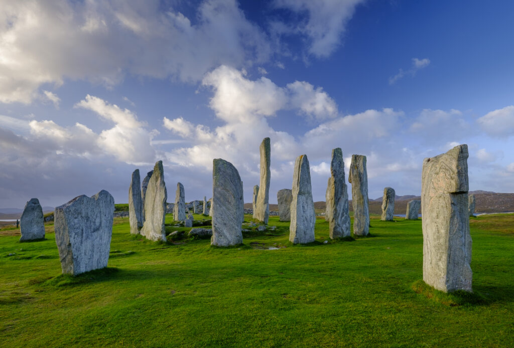 Scotland, The Isle of Lewis, Callanish Stone Circle. Callanish Stone Circle, a famous neolithic monument located on the Isle of Lewis in the chain of islands known as the Outer Hebrides.