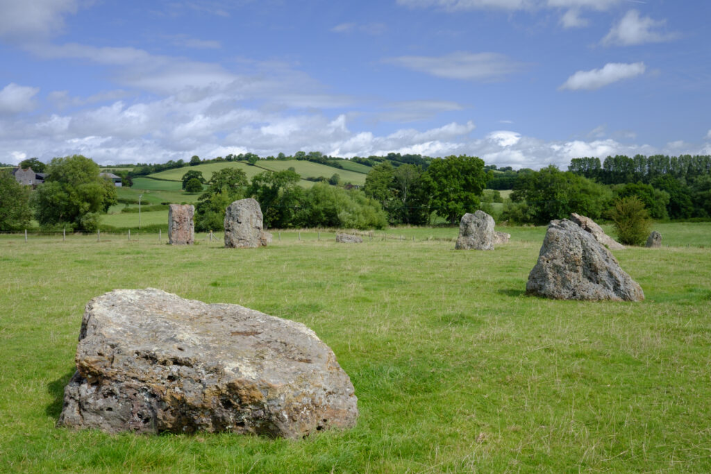 England, Somerset, Stanton Drew North East Stone Circle. The North-East Circle part of the Stanton Drew Stone circle Complex - The second largest in Britain (after Avebury).
