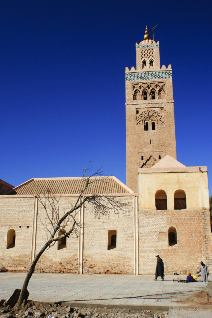 Morocco, Central Morocco, Marrakesh. The Koutoubia Mosque, photographed on a mid-winters day in Marrakesh.