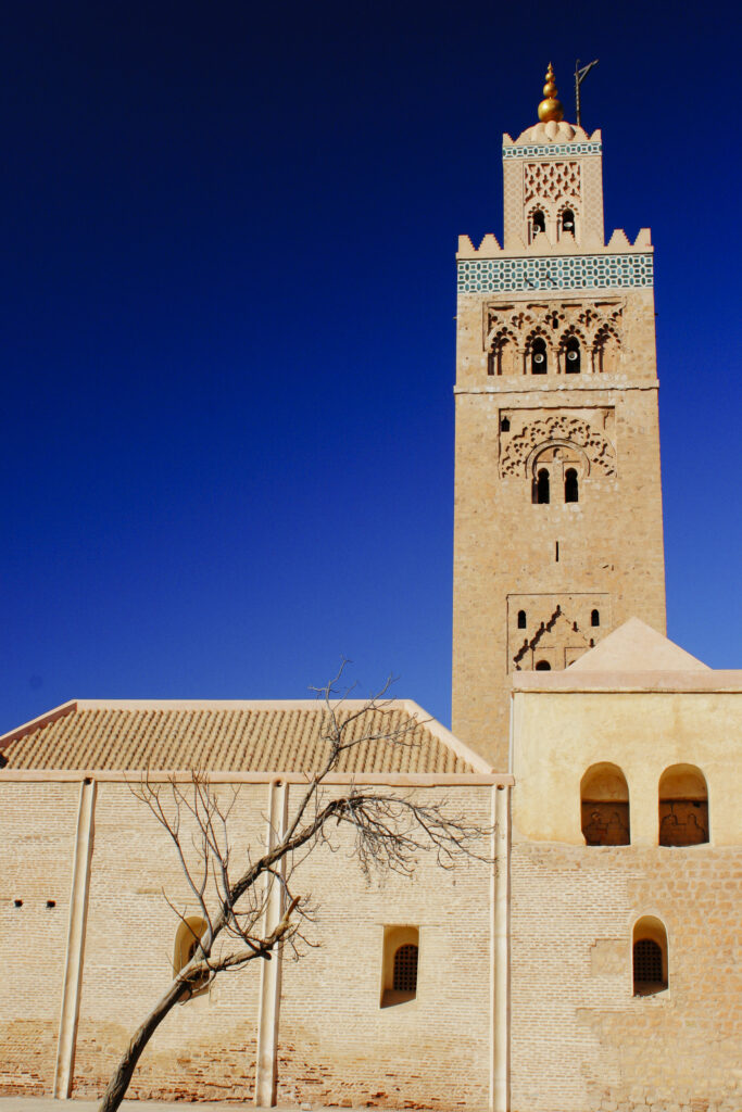Morocco, Central Morocco, Marrakesh. The Koutoubia Mosque, photographed on a mid-winters day in Marrakesh.