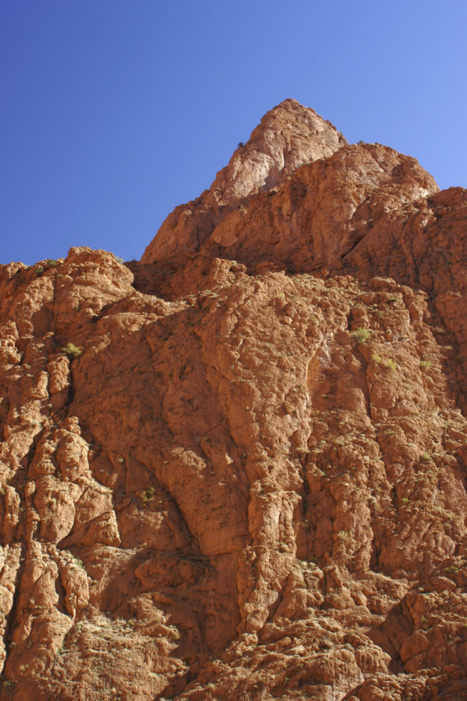 Morocco, Central Morocco, Todra Gorge. The impressive formations of the mountain peaks surrounding the Todra Gorge.