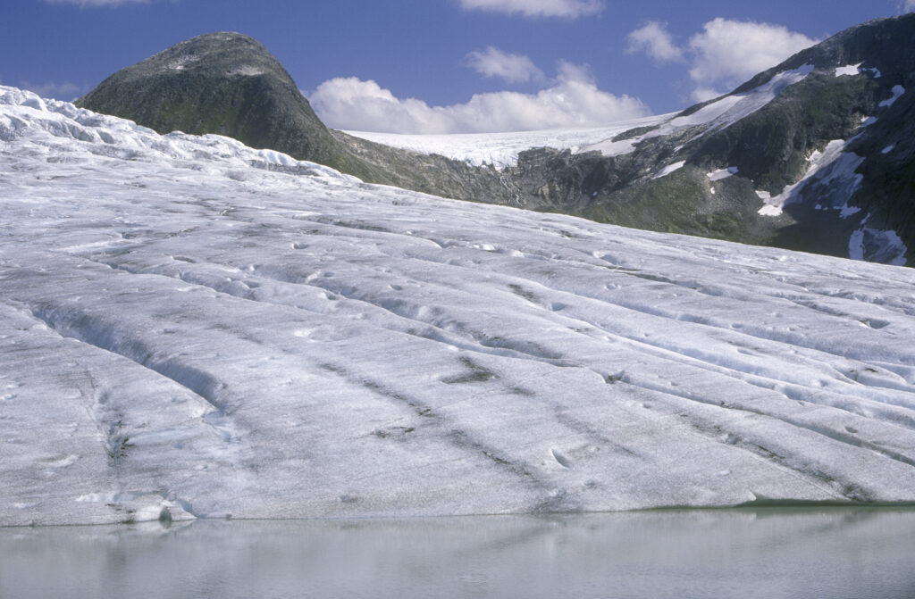 NORWAY, Sogn Og Fjordane, Jostedalsbreen National Park. Flatbreen Glacier one of the many to be found in this popular national park.