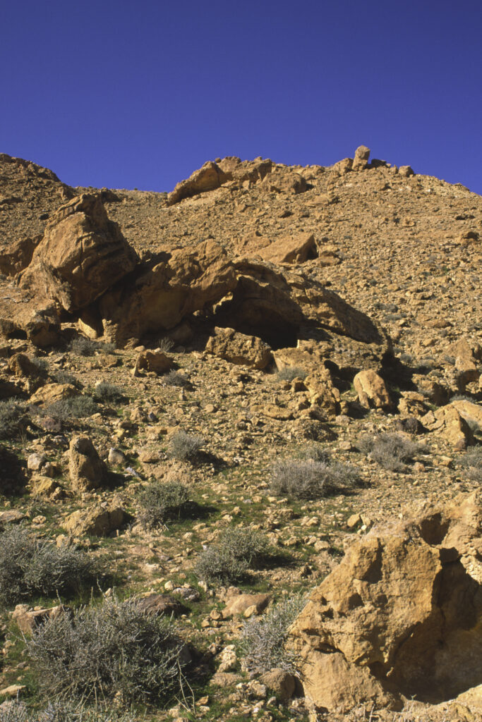 TUNISIA, Chebika Region, Tamerza. The colourful rocks and features of the landscape surrounding the town.