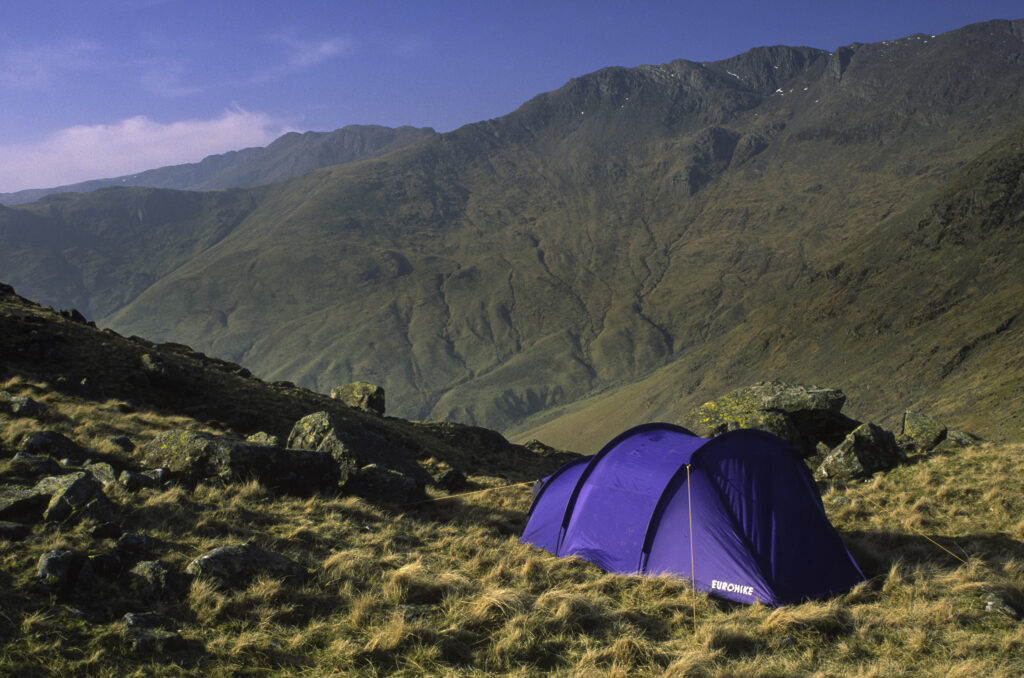 ENGLAND, Cumbria, Lake District National Park. Wild camping on Martcrag Moor photograped near the Cumbria Way Track