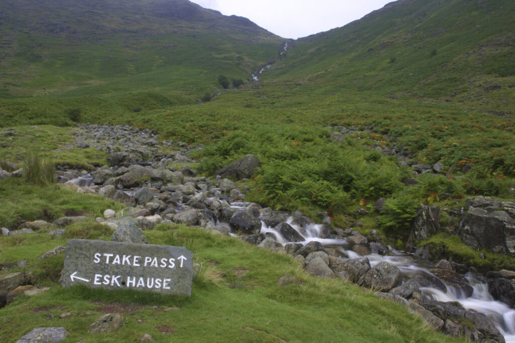 ENGLAND, Cumbria, Lake District National Park. The fast flowing waters of the Stake Gill flowing from Stake Pass near Langdale, on the Cumbria Way.