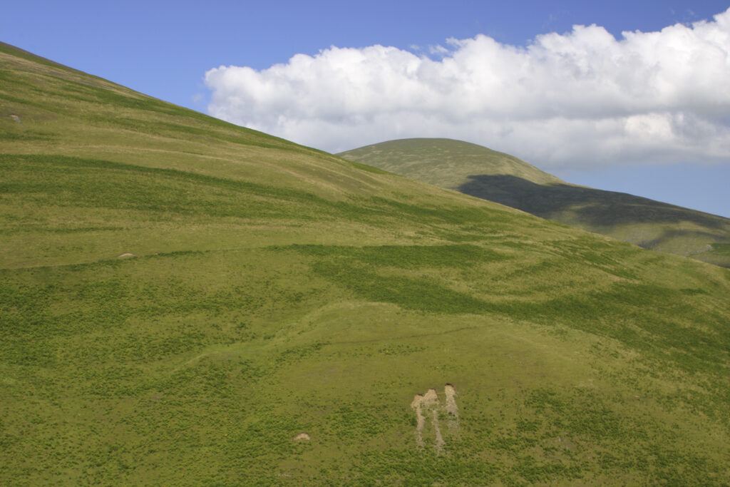 ENGLAND, Cumbria, Lake District National Park. View looking from the Cumbria Way running along lower Lonscale towards Blease Fell