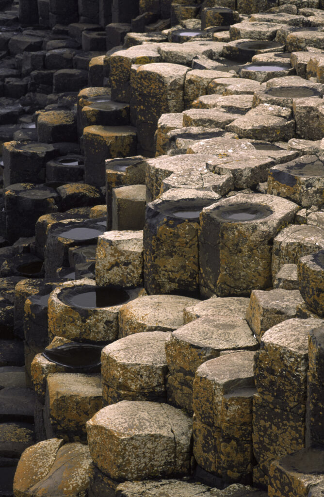 NORTHERN IRELAND, County Antrim, Giants Causeway. The hexagonal basalts rock formations of this world heritage site.