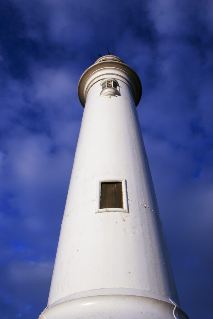 England, Tyne and Wear, Seaburn. A lighthouse positioned near to Parson's Rocks near Whitburn Bay and the North Sea