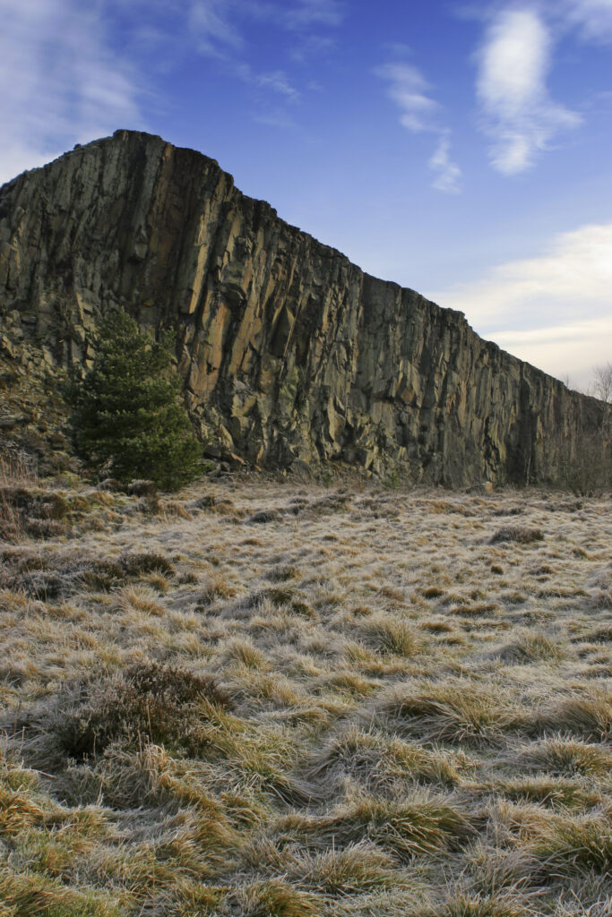 ENGLAND Northumberland Cawfields A winter view of the Great Whin Sill at Cawfields near the town of Haltwhistle