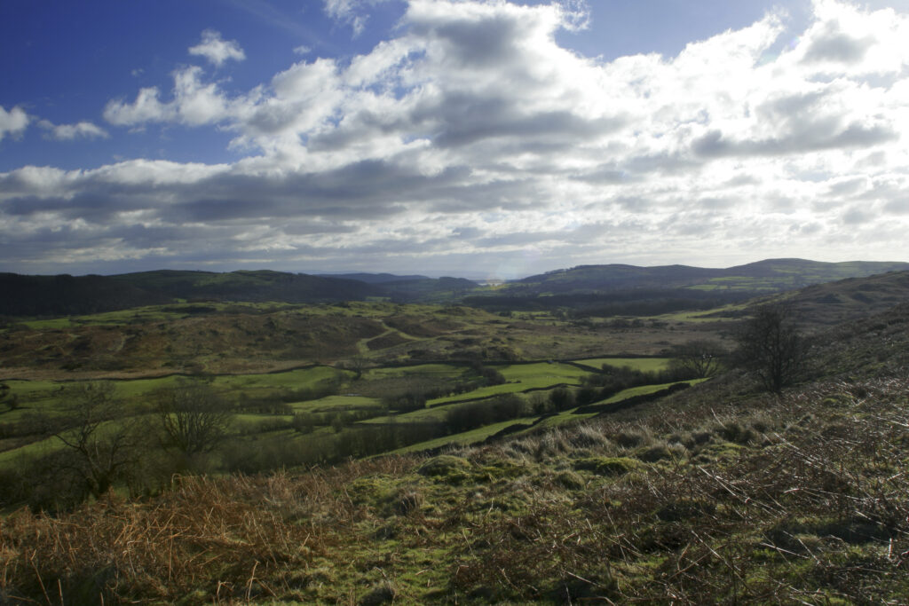 England, Cumbria, Lake District National Park. Fields and farmland near Tottlebank on the Cumbria Way Track