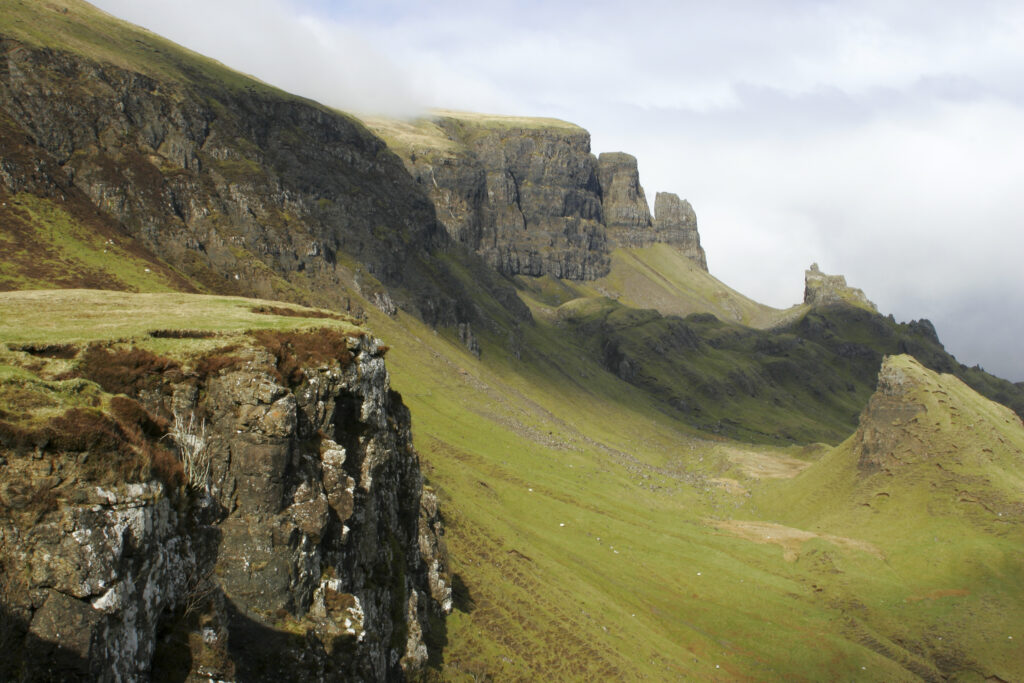 Scotland Isle Of Skye Trotternish ridge The impressive features of the Quiraing and the surrounding mountain scenery