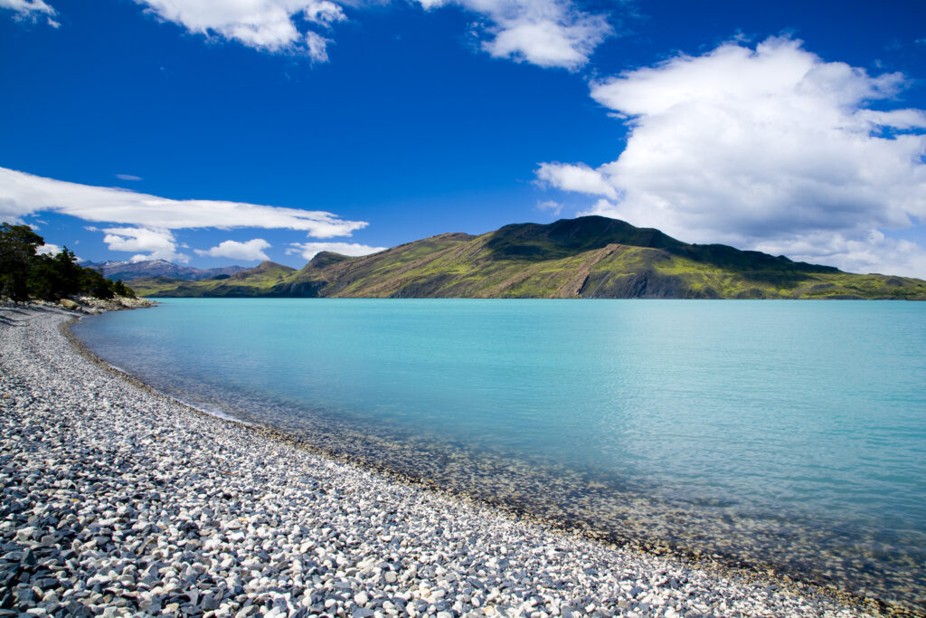 Chile, Southern Patagonia, Torres Del Paine National Park. The emerald coloured Lago Nordenskjold on the Circuit / W Track.