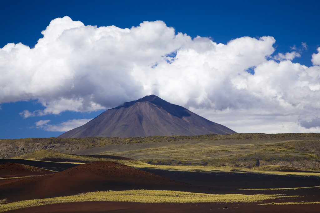 Argentina, Mendoza, Parque Provincial Payunia. The barren volcanic landscape of the reserve.