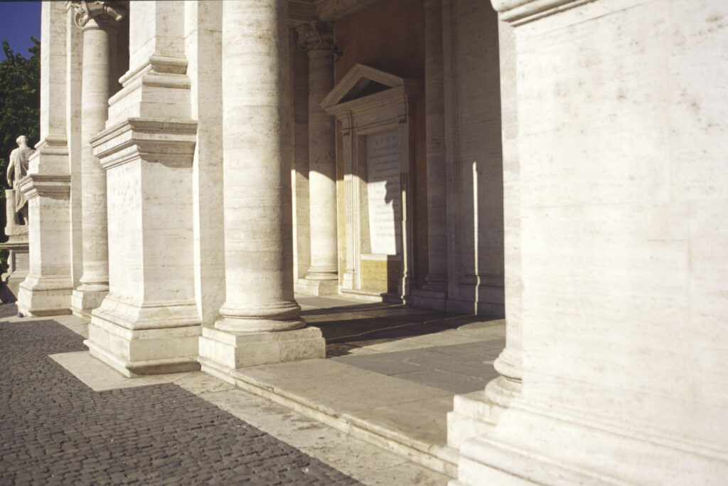 Italy Rome Rome City Capitolium. Typical marble pillar and italian Architecture
