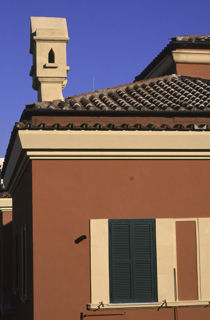 Italy, Lazio, Rome. The typical architecture and colours of Italian homes and flats in the city.