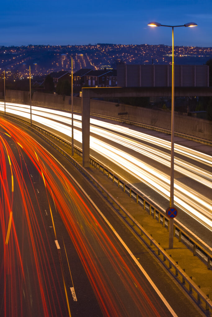 Rush hour traffic on the A1 heading south bound from Newcastle Upon Tyne.