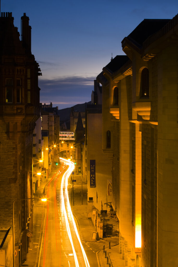 Scotland, Edinburgh, Edinburgh City. The Cowgate, viewed from the South Bridge.