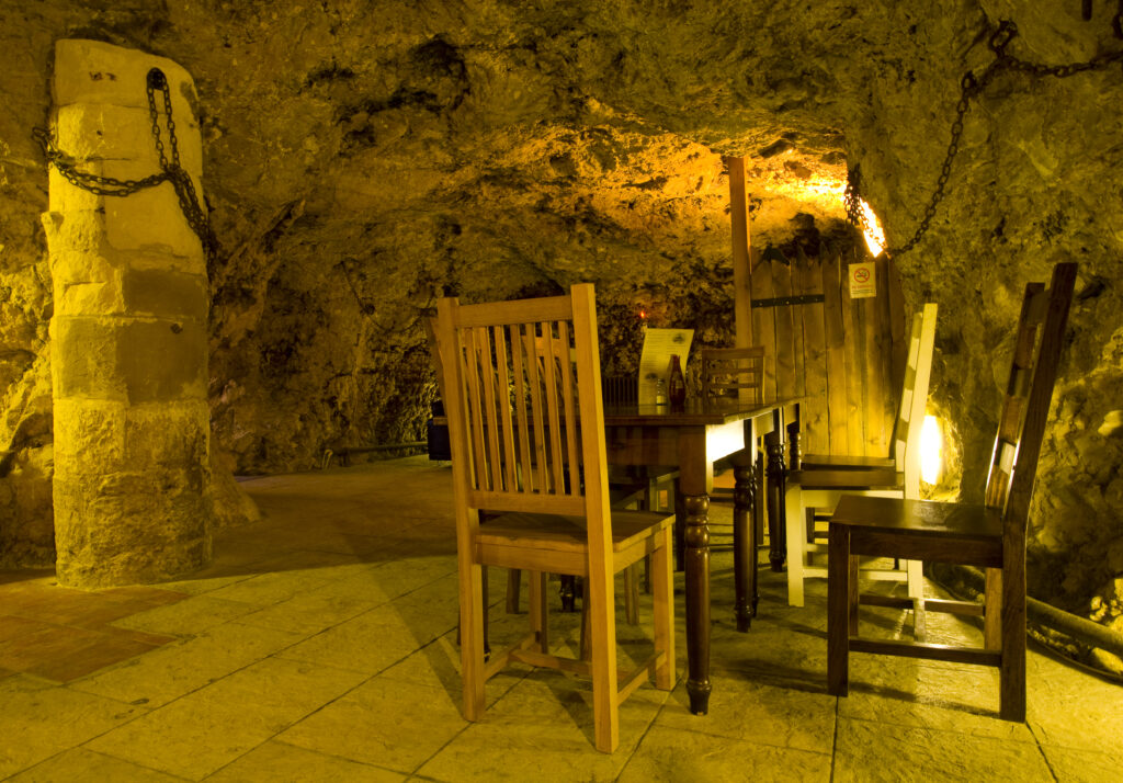 England, Tyne and Wear, Marsden. Marsden Grotto located in Marsden Bay, South Tyneside. Marsden Grotto is the only restaurant and bar in a cave to be found in Europe.