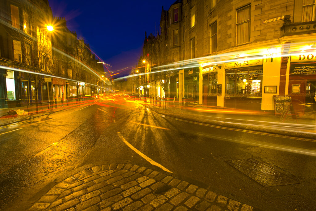 Scotland, Edinburgh, Edinburgh City. Forrest Road, a popular student area in the city.