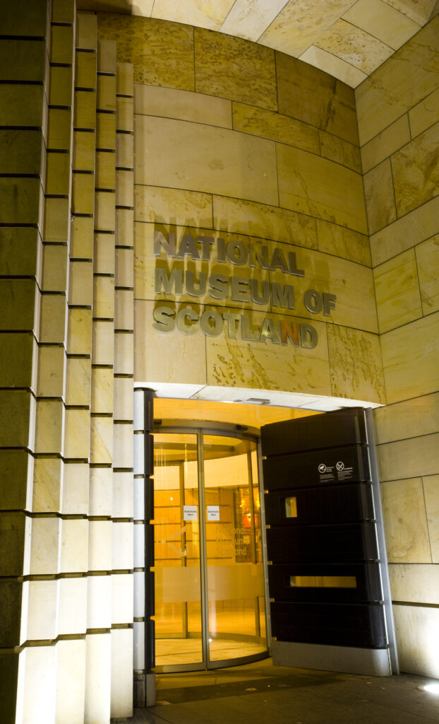 Entrance to the Museum of Scotland on Chambers Street. The appearance of the building is a controversial issue, with Prince Charles resigning as patron of the museum due to a lack of public consultation regarding the design.