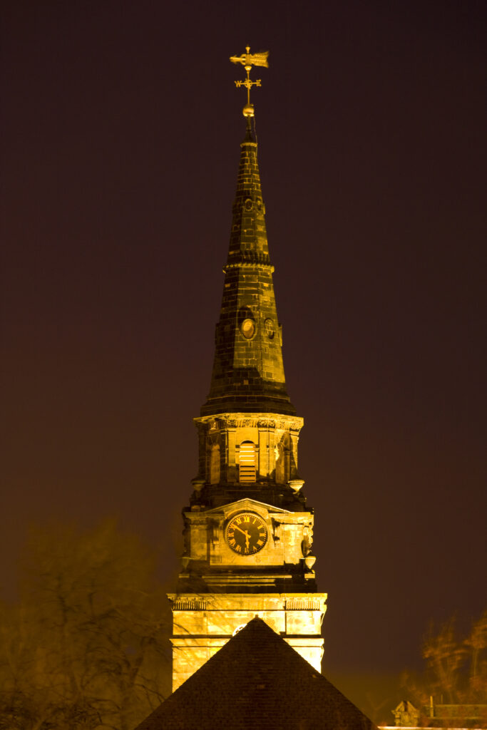 Scotland, Edinburgh, Edinburgh City. Spire of the Church of St. John the Evangelist