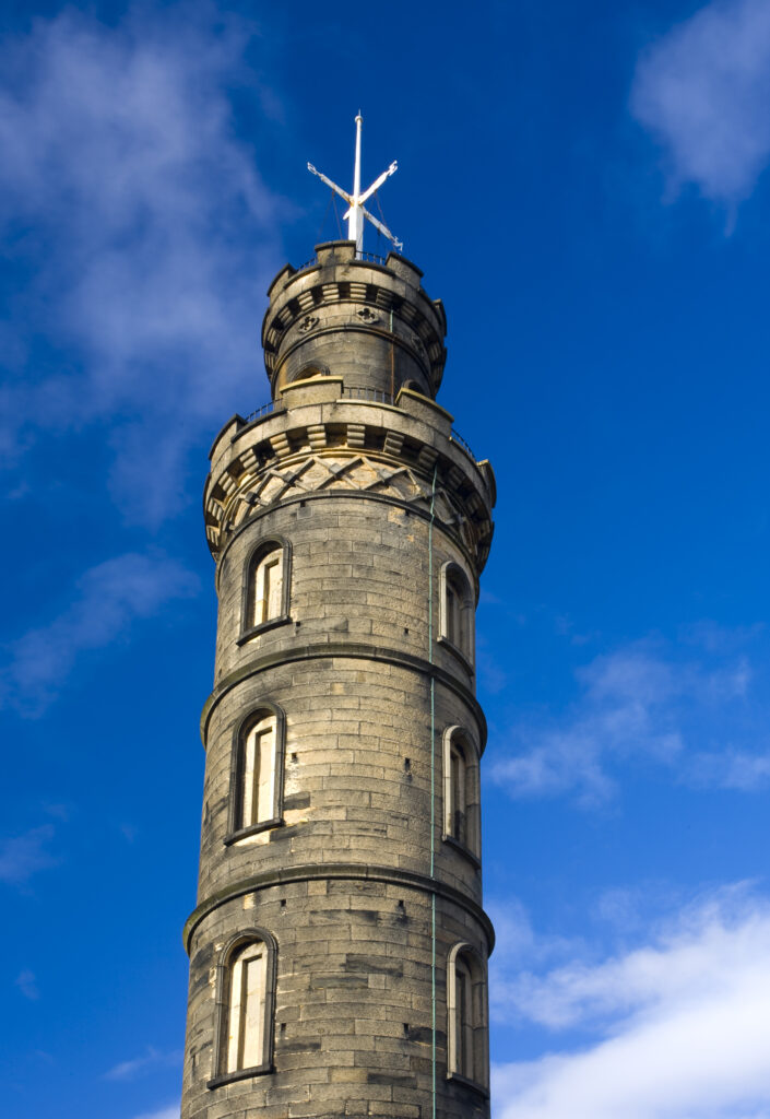 Scotland, Edinburgh, Calton Hill. Nelson's Monument on Calton Hill, erected to celebrate the Nelson's victory at the Battle of Trafalgar in 1805.